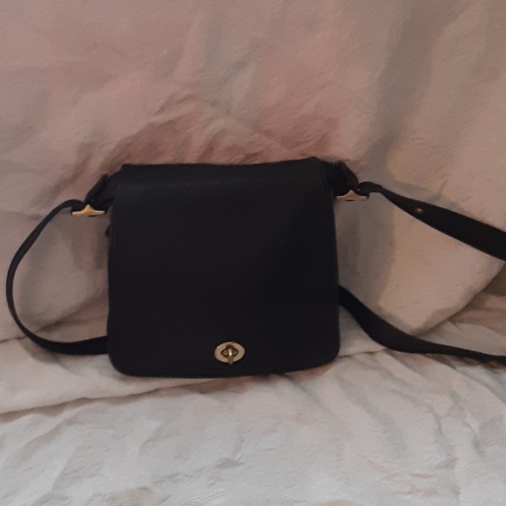 Coach black leather messenger bag